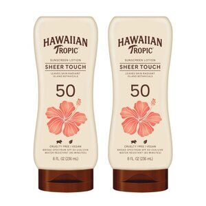 Hawaiian Tropic Sheer Touch Ultra Radiant 50 SPF Sunscreen, 8 fl oz, Pack of 2